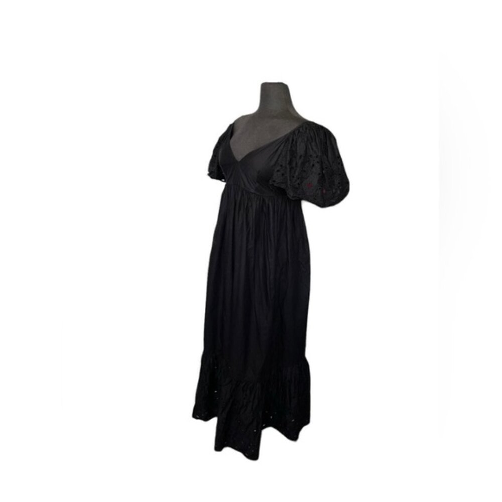 Zara Open Work Embroidered Dress Black Size Small - Picture 4 of 8